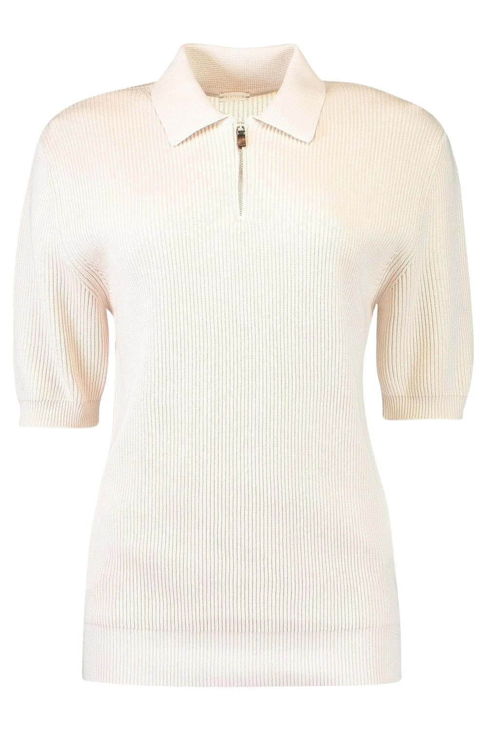 ELEVENTY Short Sleeve Half Zip Pullover - Sand