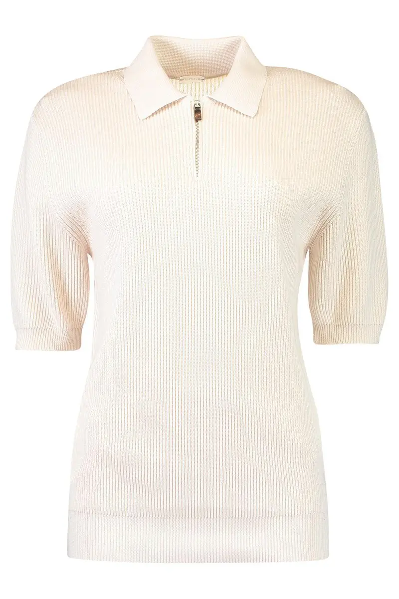ELEVENTY Short Sleeve Half Zip Pullover - Sand | Image 1 ELEVENTY Short Sleeve Half Zip Pullover - Sand | Image 1