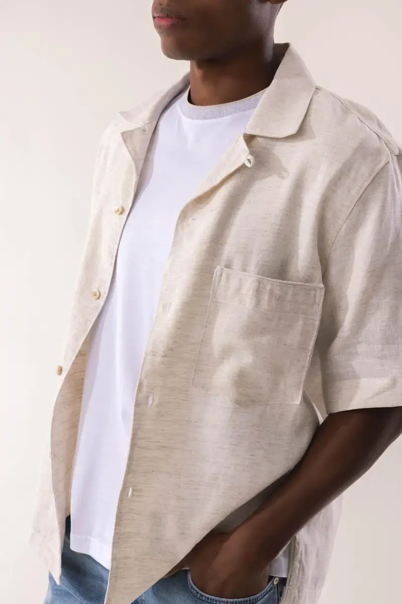 ELEVENTY Short Sleeve Shirt - Sand | Thumbnail 3 ELEVENTY Short Sleeve Shirt - Sand | Thumbnail 3