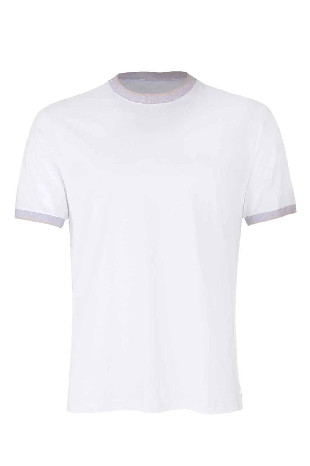 ELEVENTY Tipping Collar Tee - White Gray Sand