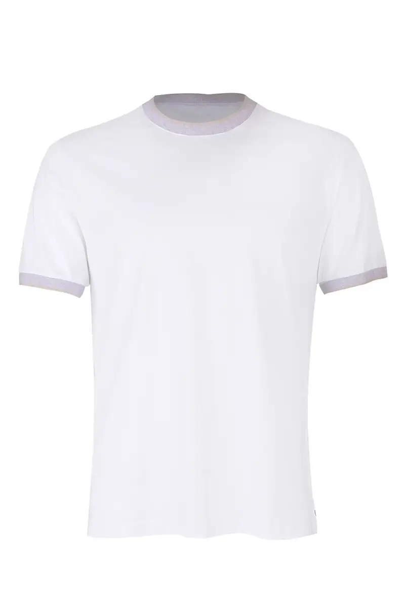 ELEVENTY Tipping Collar Tee - White Gray Sand | Image 1 ELEVENTY Tipping Collar Tee - White Gray Sand | Image 1