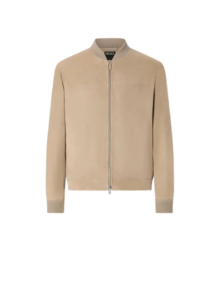 Zegna Light Taupe Suede Bomber