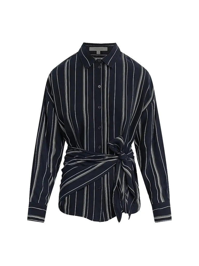 Favorite Daughter Women's The Positano Wrap Shirt - Midnight Grey - Size XS | Image 1 Favorite Daughter Women's The Positano Wrap Shirt - Midnight Grey - Size XS | Image 1