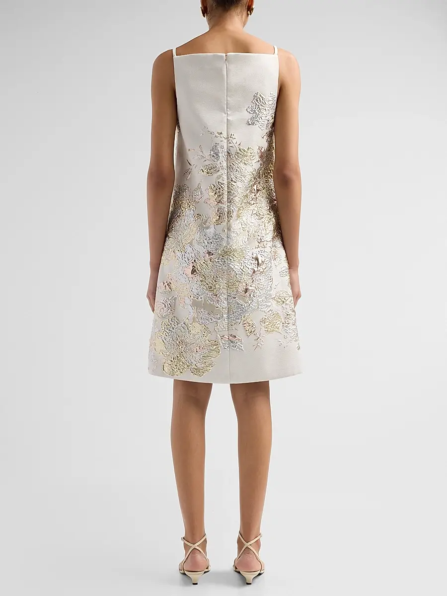 Teri Jon by Rickie Freeman Women's Metallic Jacquard Cocktail Dress | Thumbnail 3