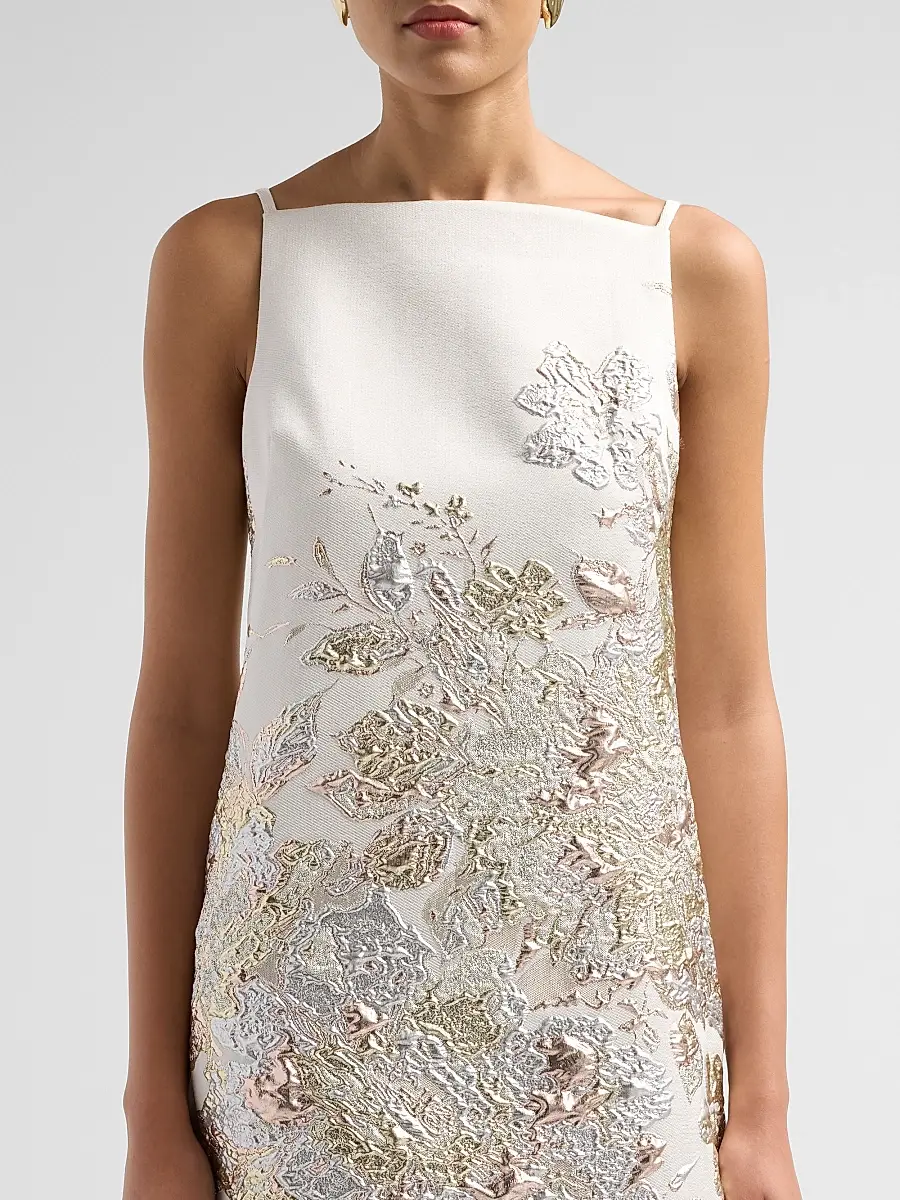 Teri Jon by Rickie Freeman Women's Metallic Jacquard Cocktail Dress | Thumbnail 5