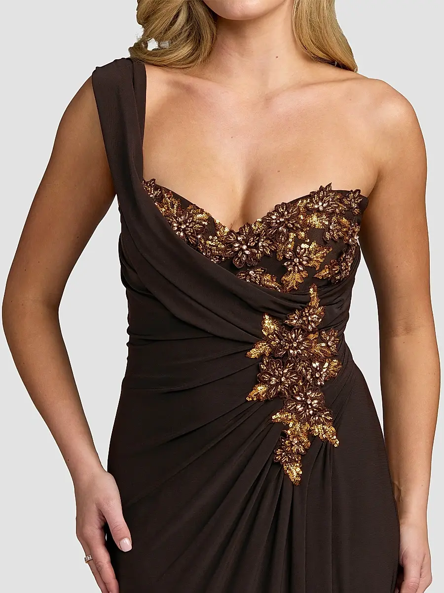Mac Duggal Women's Embellished One-Shoulder Draped Gown | Thumbnail 3 Mac Duggal Women's Embellished One-Shoulder Draped Gown | Thumbnail 3