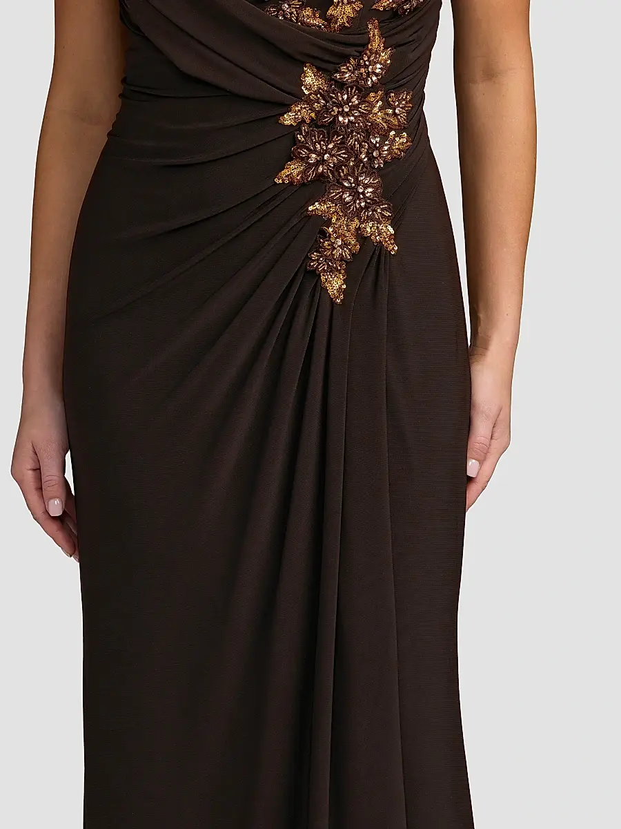 Mac Duggal Women's Embellished One-Shoulder Draped Gown | Thumbnail 4 Mac Duggal Women's Embellished One-Shoulder Draped Gown | Thumbnail 4