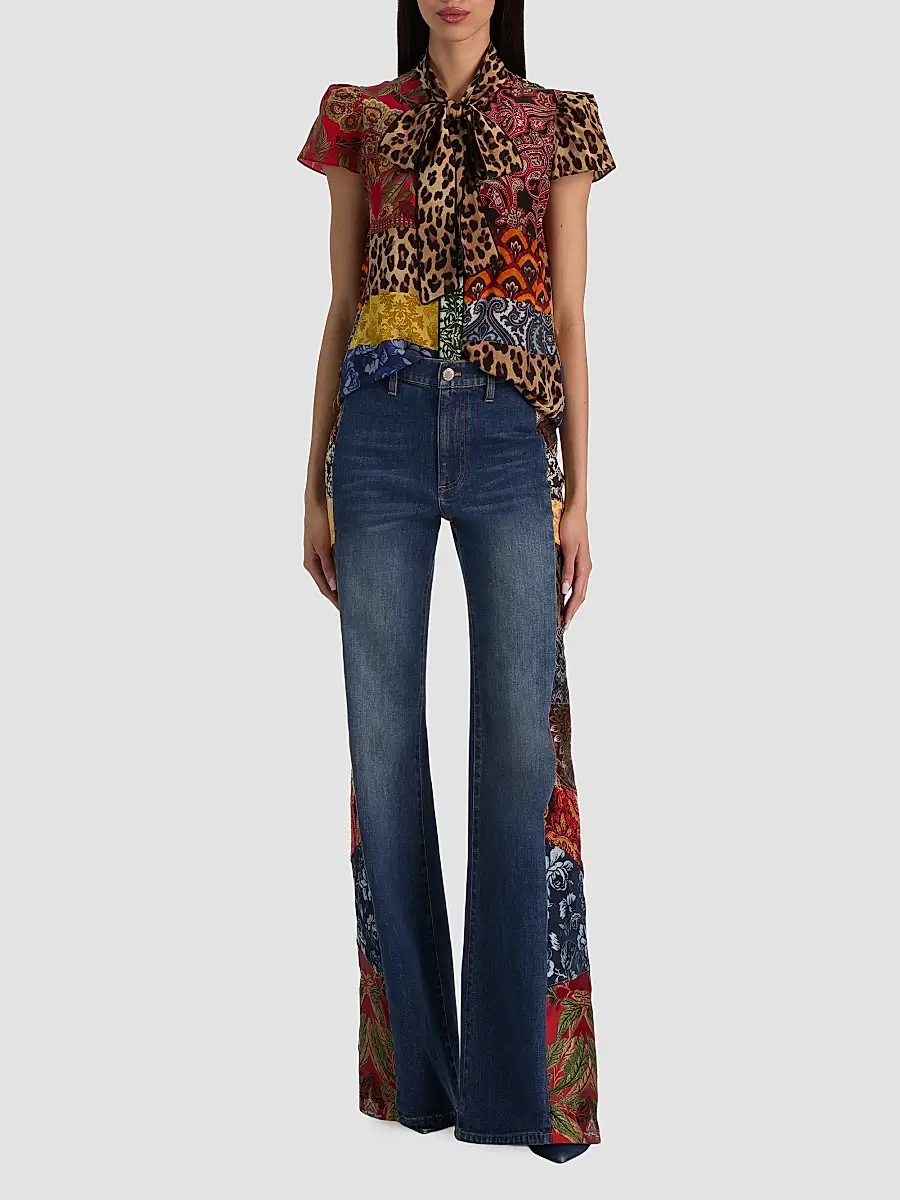 Alice + Olivia Women's Jeannie Printed Silk Pussy-Bow Shirt | Thumbnail 2