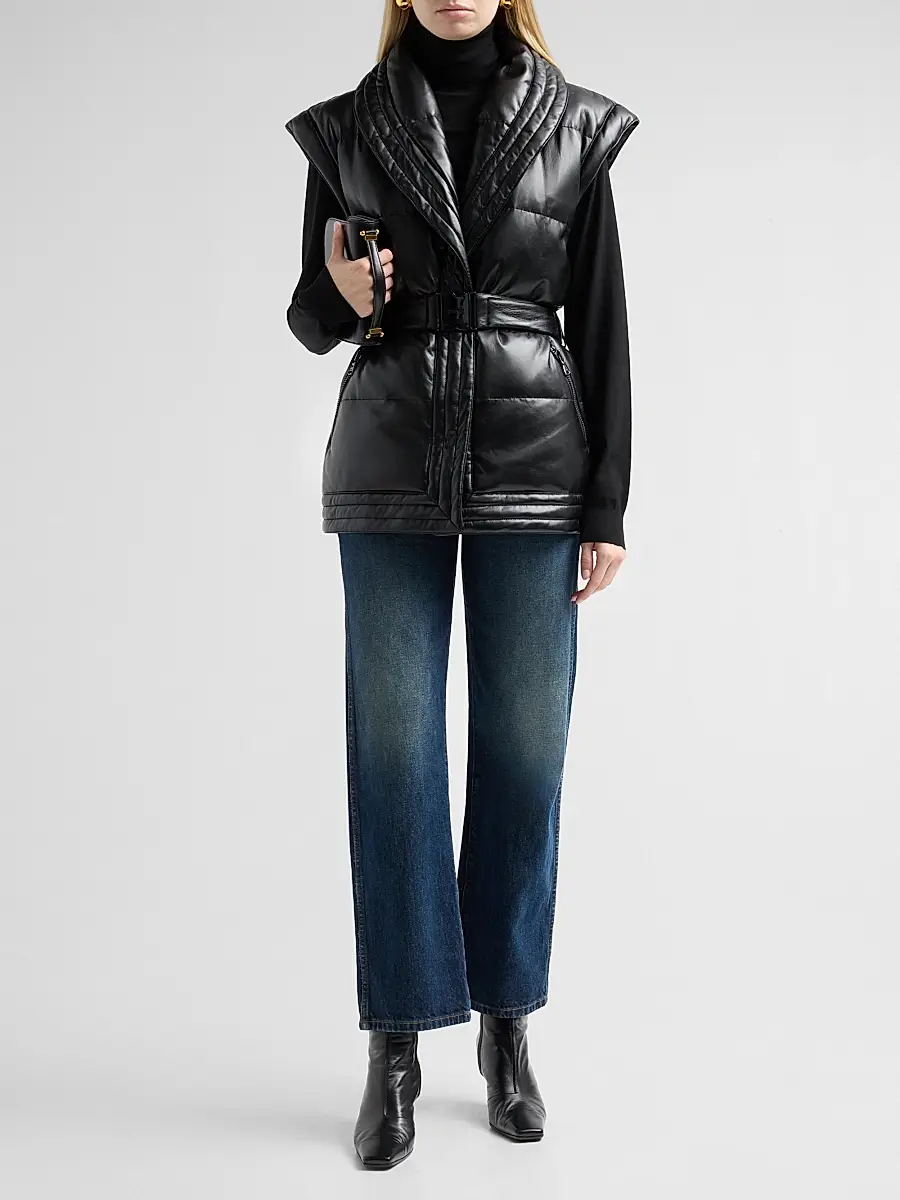 L'Agence Women's Ignis Belted Puffer Vest | Thumbnail 2