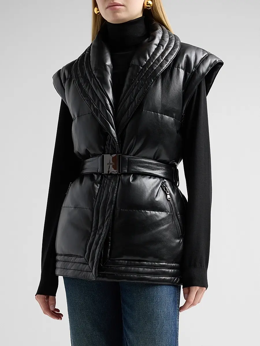 L'Agence Women's Ignis Belted Puffer Vest | Thumbnail 4