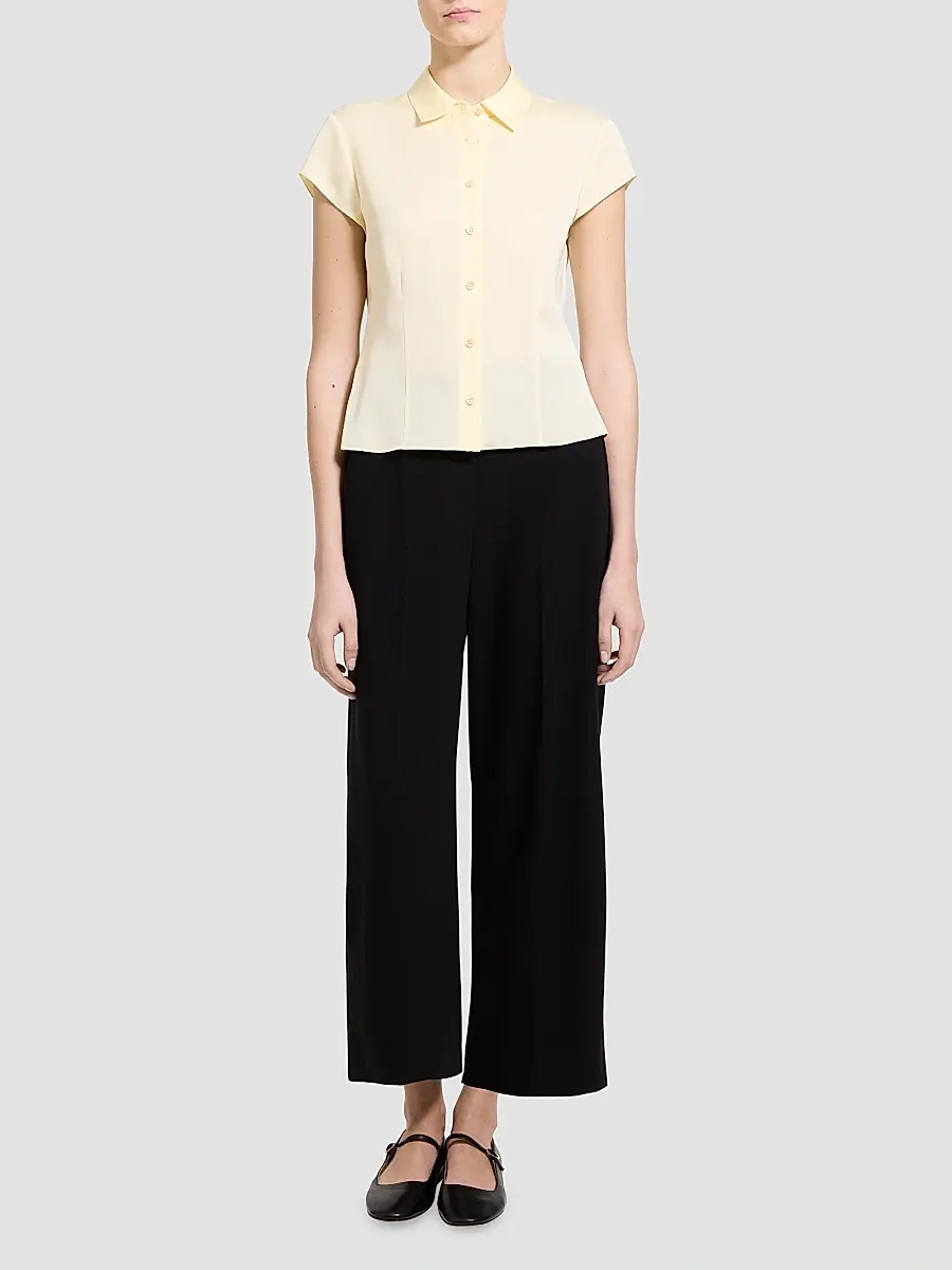 Theory Women's Cap-Sleeve Silk Button-Front Shirt | Thumbnail 2