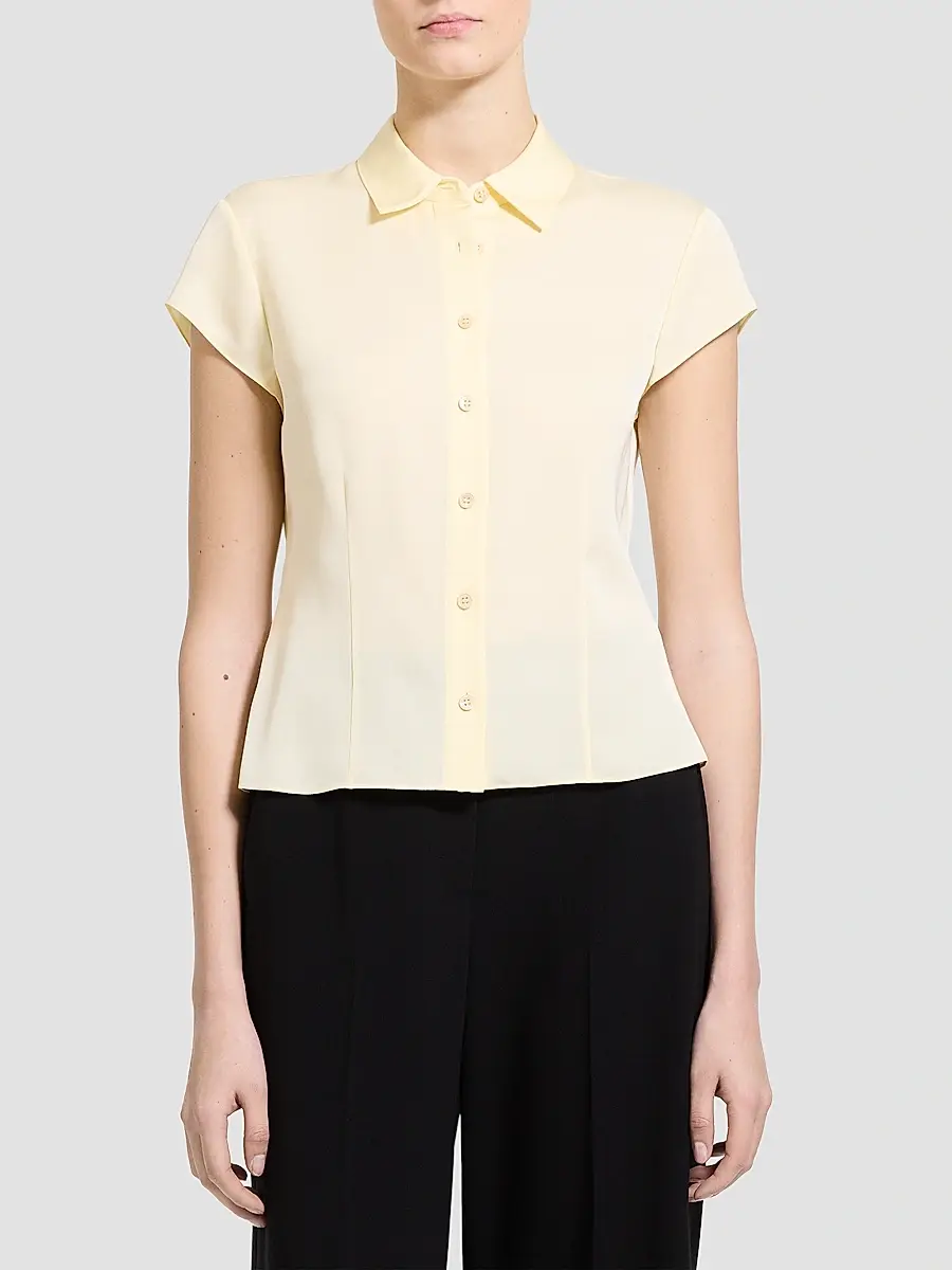 Theory Women's Cap-Sleeve Silk Button-Front Shirt | Thumbnail 4