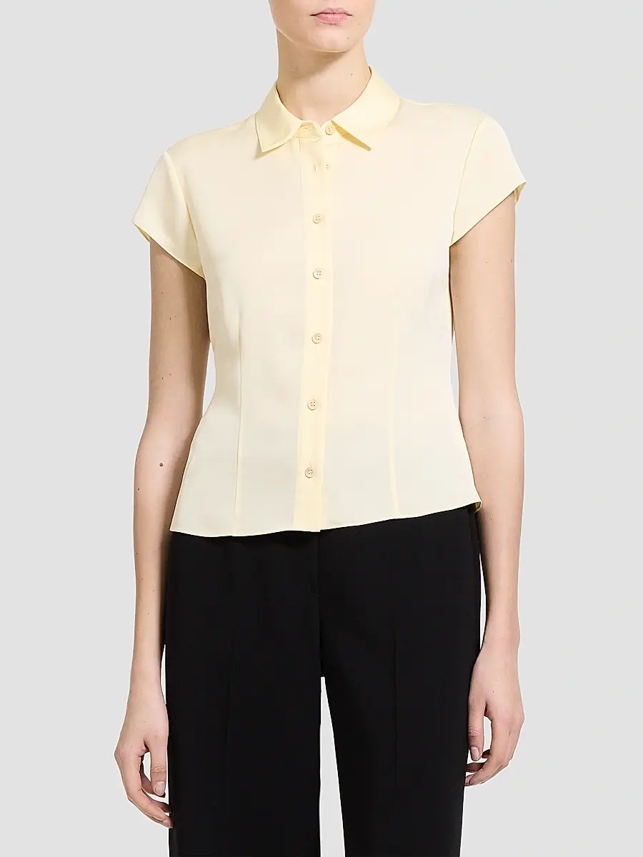 Theory Women's Cap-Sleeve Silk Button-Front Shirt | Thumbnail 5