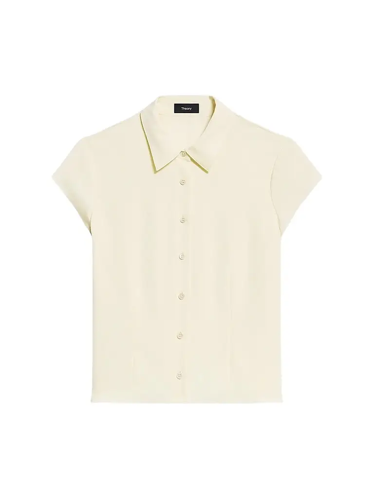 Theory Women's Cap-Sleeve Silk Button-Front Shirt - Sunbeam | Image 1 Theory Women's Cap-Sleeve Silk Button-Front Shirt - Sunbeam | Image 1