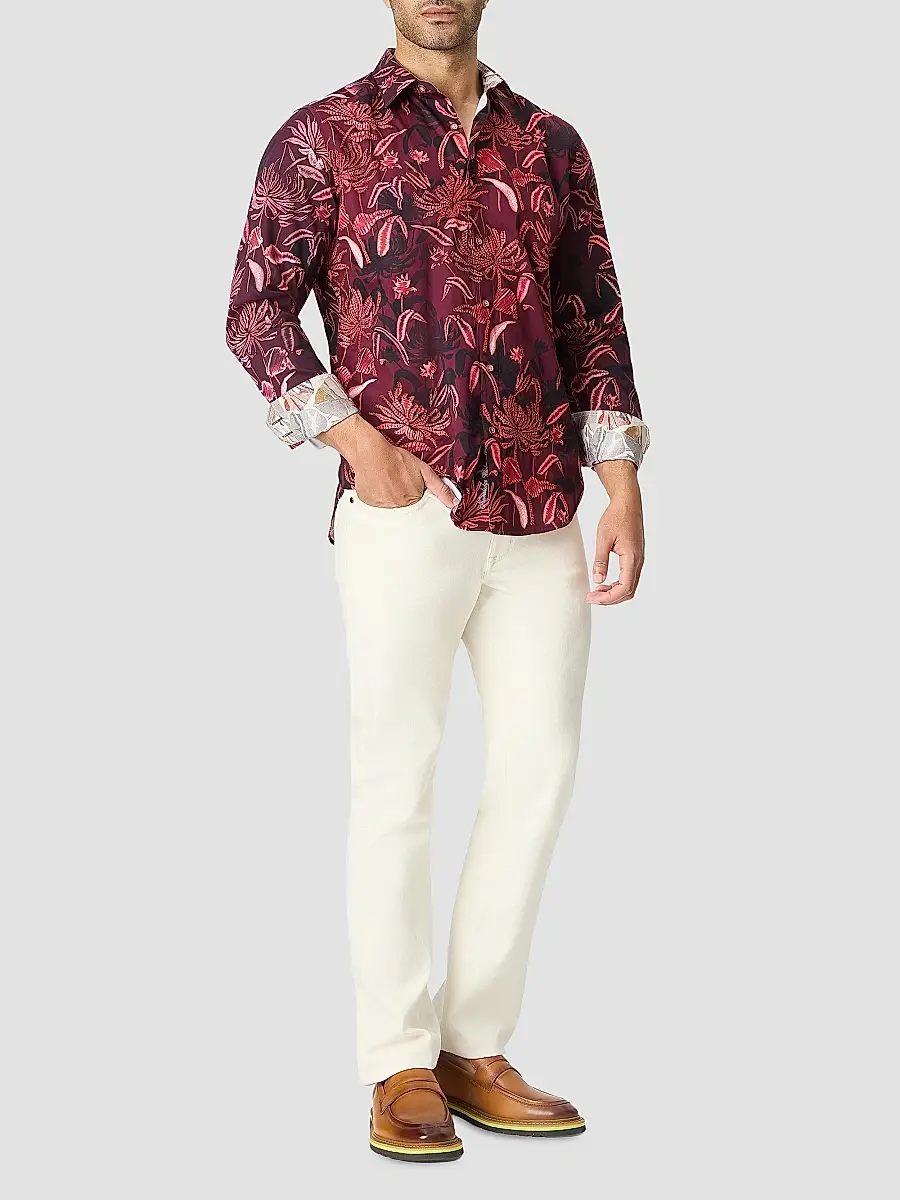 Robert Graham Men's Elmwood Floral Leaf Cotton Shirt | Thumbnail 2 Robert Graham Men's Elmwood Floral Leaf Cotton Shirt | Thumbnail 2