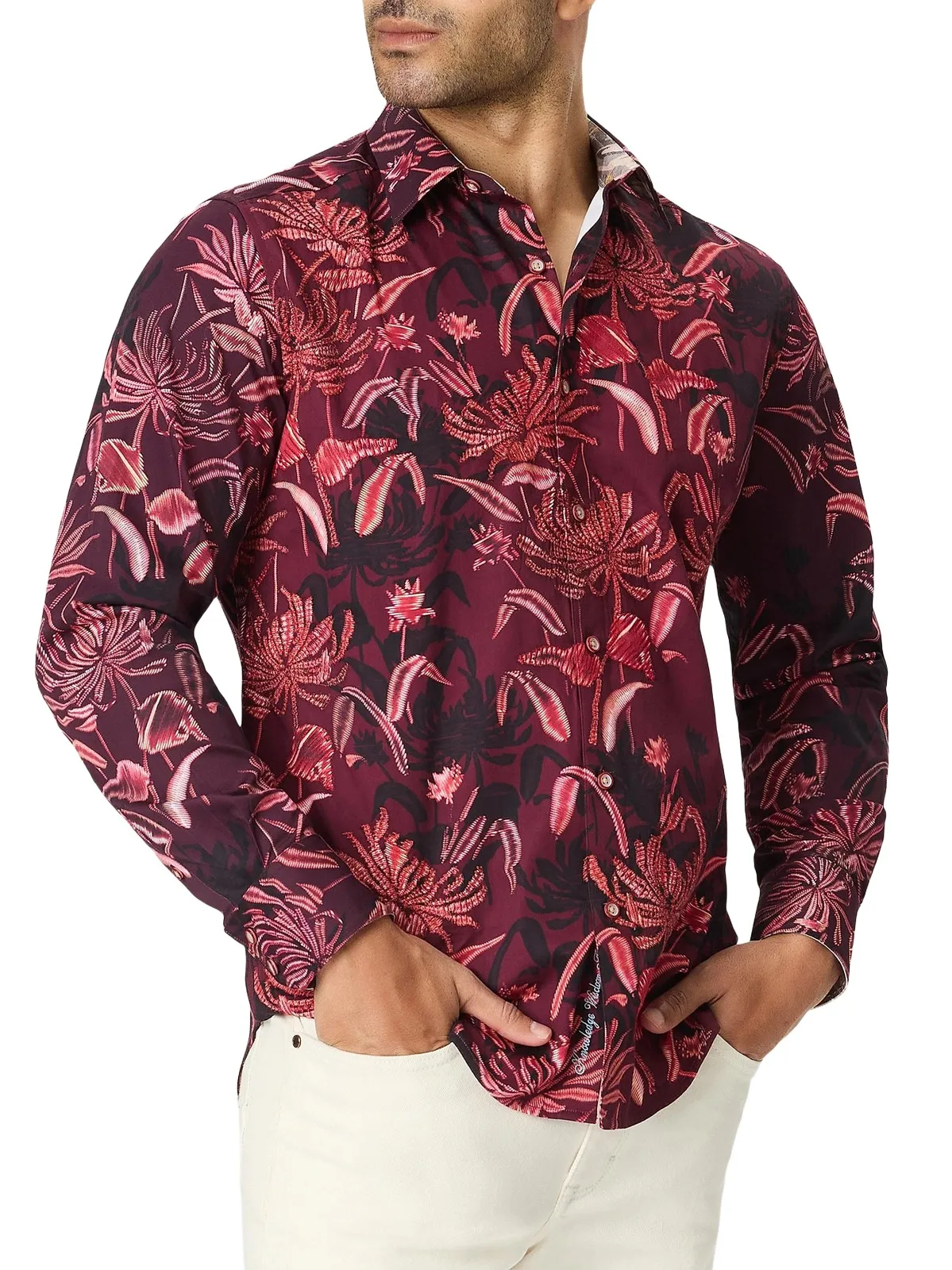 Men's Elmwood Floral Leaf Cotton Shirt Men's Elmwood Floral Leaf Cotton Shirt