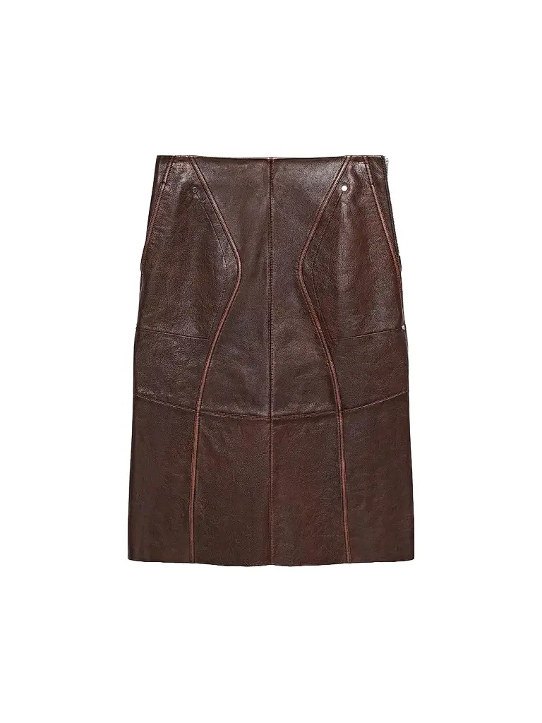 Helmut Lang Women's Leather Saddle Skirt - Saddle | Image 1 Helmut Lang Women's Leather Saddle Skirt - Saddle | Image 1