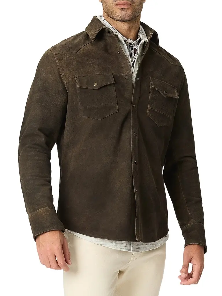 Robert Graham Men's Marstow Suede Shirt Jacket | Image 1 Robert Graham Men's Marstow Suede Shirt Jacket | Image 1