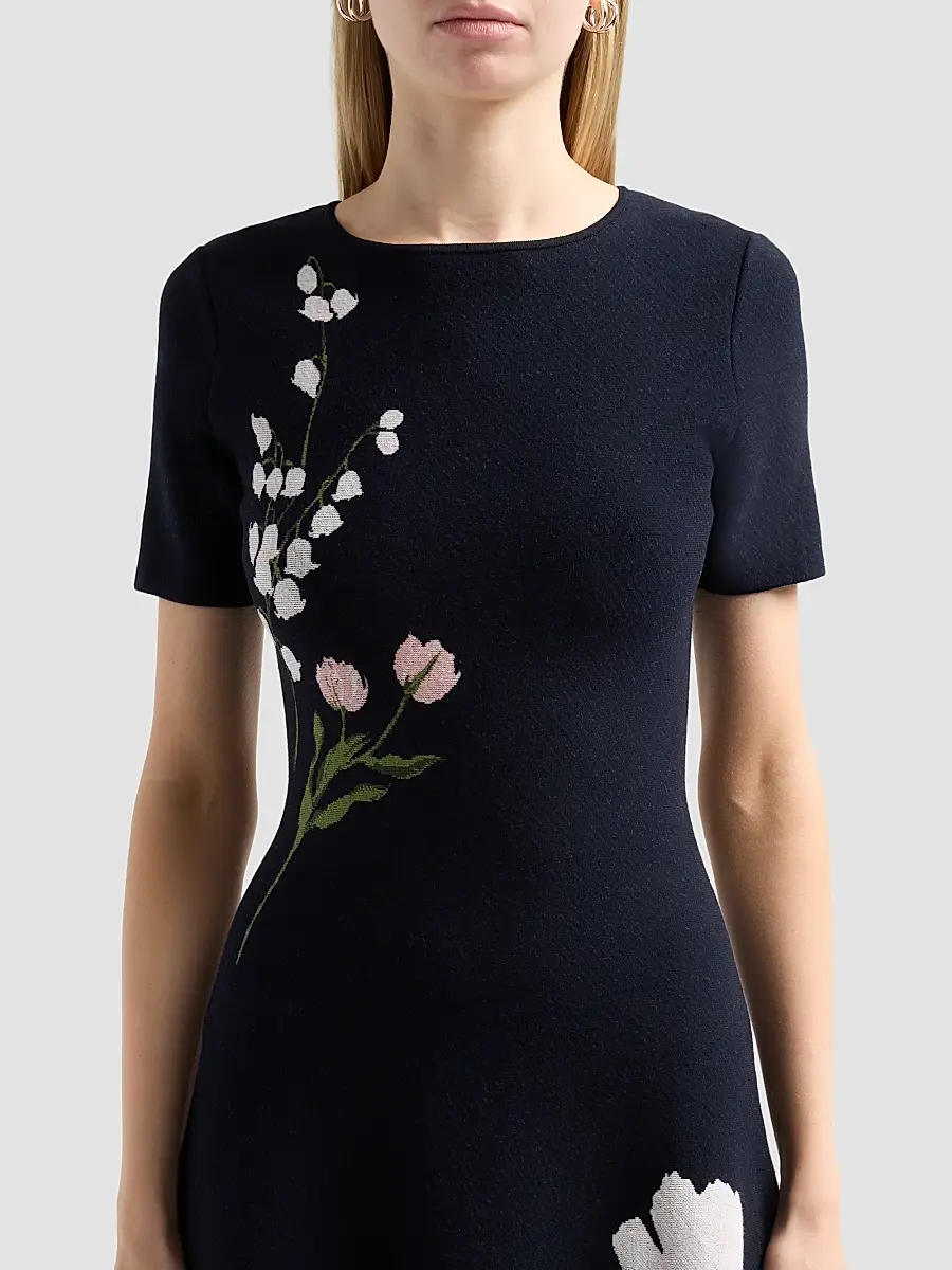 Oscar de la Renta Women's Floral Jacquard Knit Midi Dress | Thumbnail 5 Oscar de la Renta Women's Floral Jacquard Knit Midi Dress | Thumbnail 5