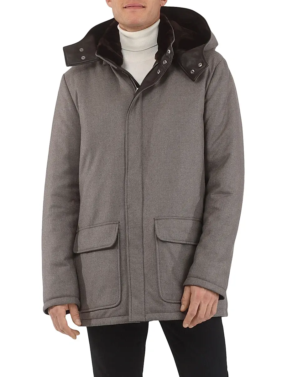 Gorski Men's Wool and Cashmere Blend Parka with Shearling Lining | Thumbnail 2 Gorski Men's Wool and Cashmere Blend Parka with Shearling Lining | Thumbnail 2