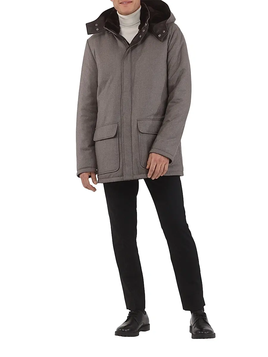 Gorski Men's Wool and Cashmere Blend Parka with Shearling Lining | Thumbnail 4 Gorski Men's Wool and Cashmere Blend Parka with Shearling Lining | Thumbnail 4