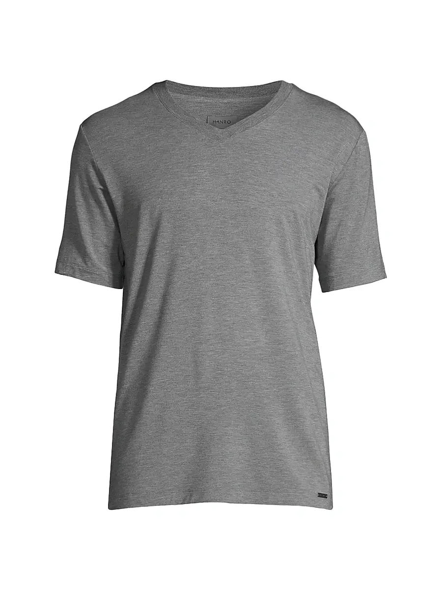 Hanro Men's Casuals Short-Sleeve V-Neck T-Shirt - Stone Melange | Image 1 Hanro Men's Casuals Short-Sleeve V-Neck T-Shirt - Stone Melange | Image 1