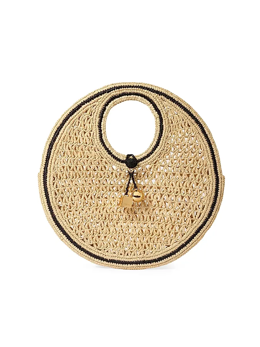 Jacquemus Women's Le Petit Rond Spiaggia Raffia Top Handle Bag - Natural Black | Image 1 Jacquemus Women's Le Petit Rond Spiaggia Raffia Top Handle Bag - Natural Black | Image 1