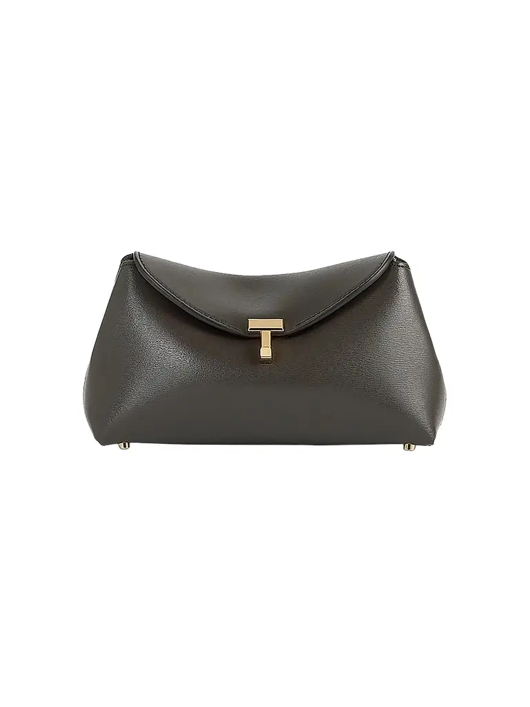TOTEME Women's T-Lock Mini Leather Clutch - Bark | Image 1 TOTEME Women's T-Lock Mini Leather Clutch - Bark | Image 1