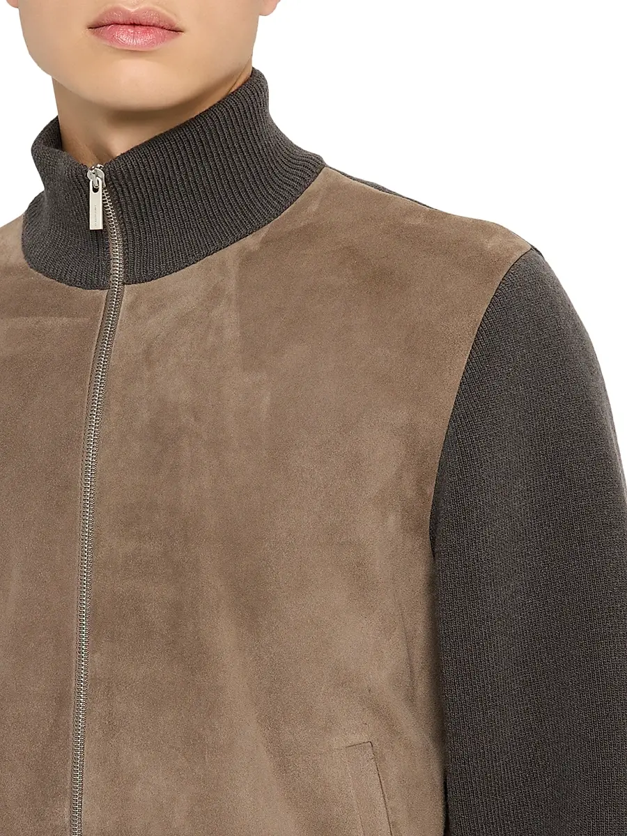 Ferragamo Men's Suede & Wool Zip-Front Jacket | Thumbnail 5 Ferragamo Men's Suede & Wool Zip-Front Jacket | Thumbnail 5