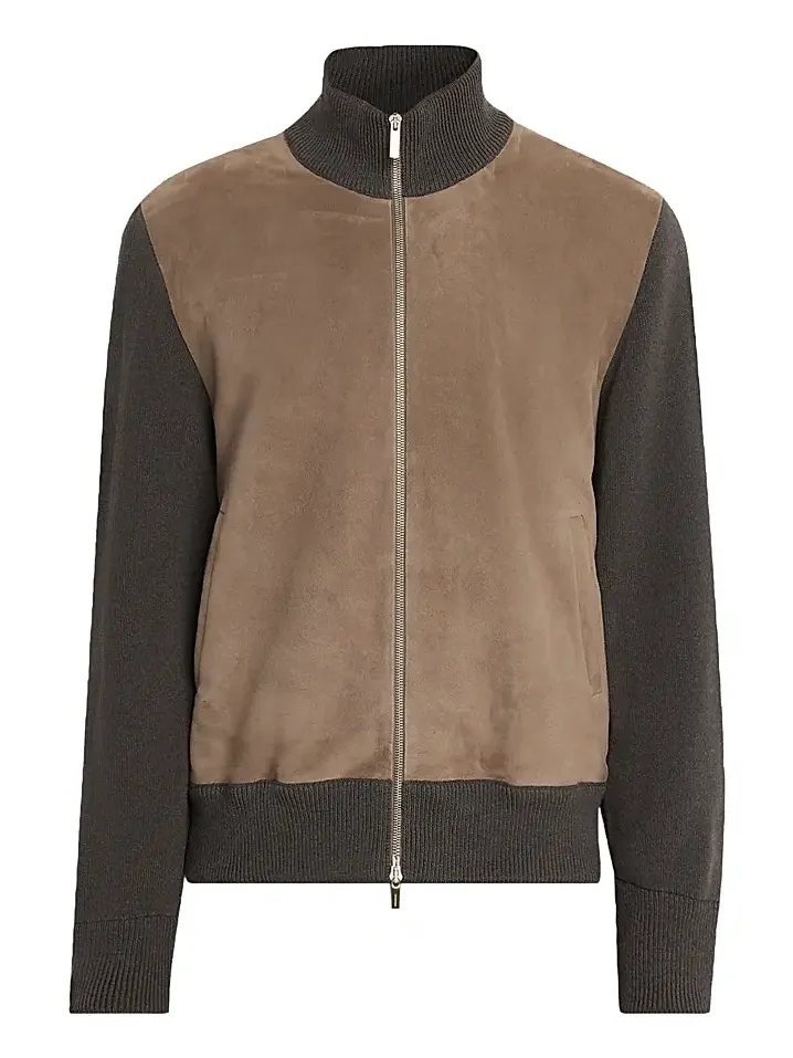 Ferragamo Men's Suede & Wool Zip-Front Jacket