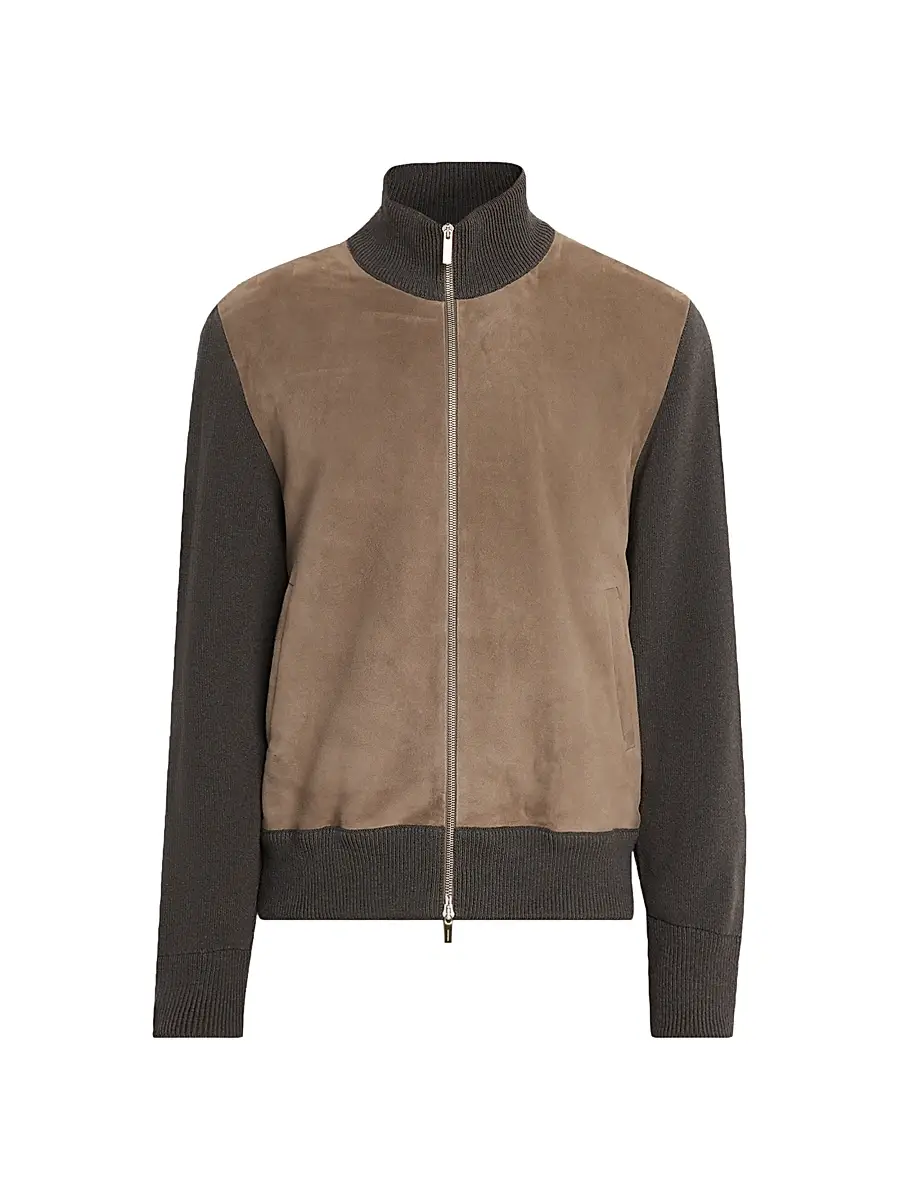 Ferragamo Men's Suede & Wool Zip-Front Jacket | Image 1 Ferragamo Men's Suede & Wool Zip-Front Jacket | Image 1