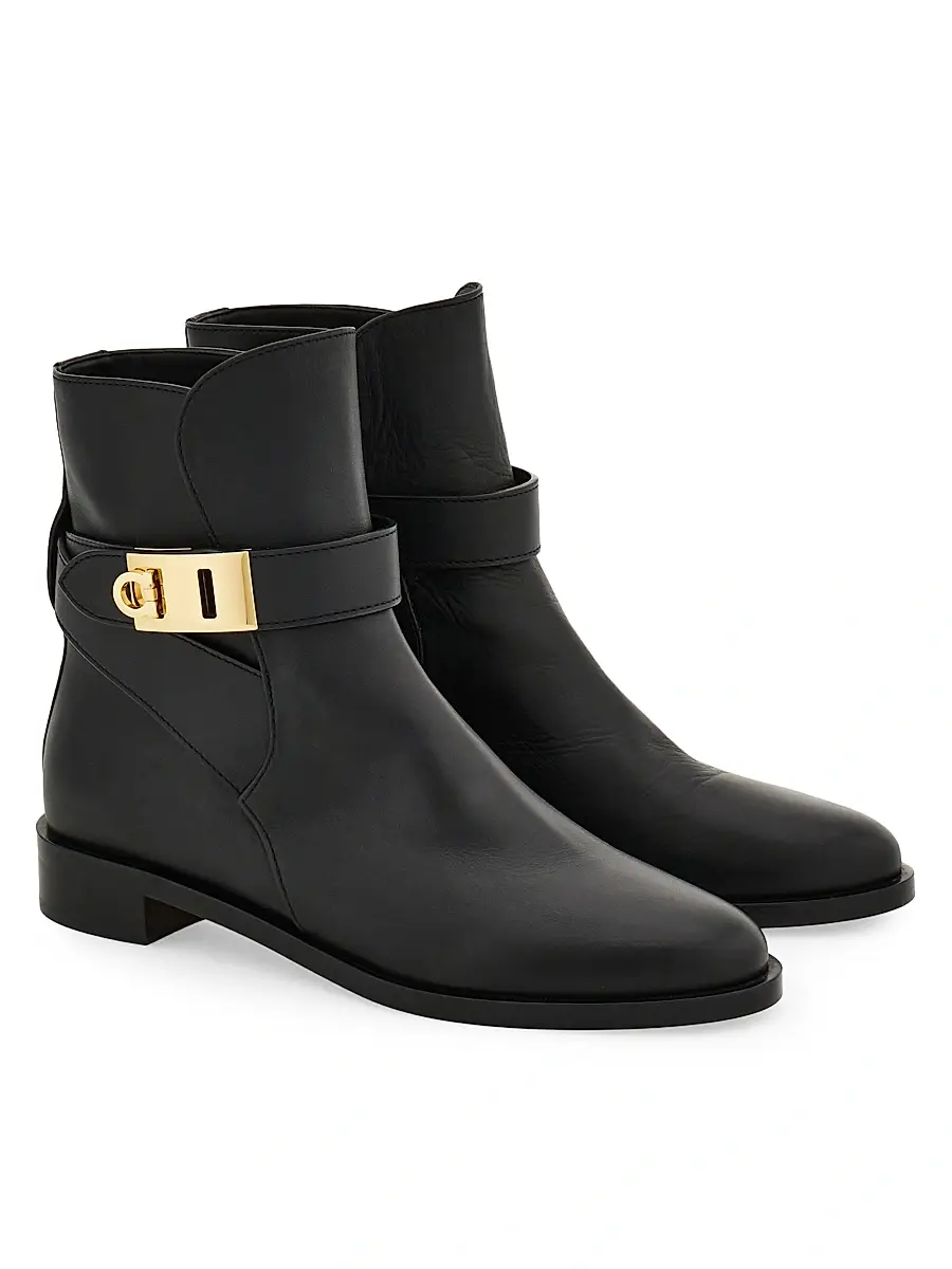 Ferragamo Women's Zanira Leather Ankle Boots | Thumbnail 3
