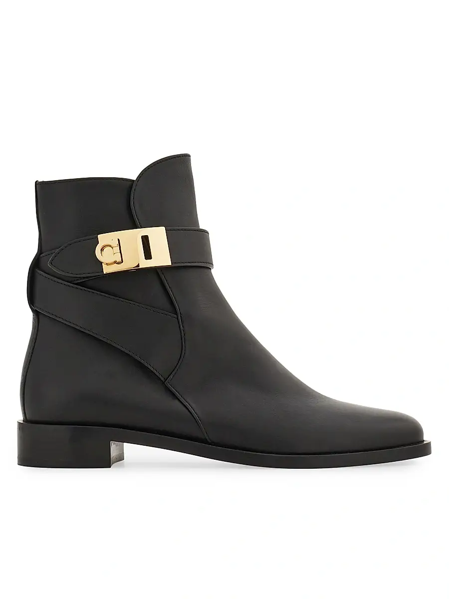 Ferragamo Women's Zanira Leather Ankle Boots - Nero | Image 1 Ferragamo Women's Zanira Leather Ankle Boots - Nero | Image 1