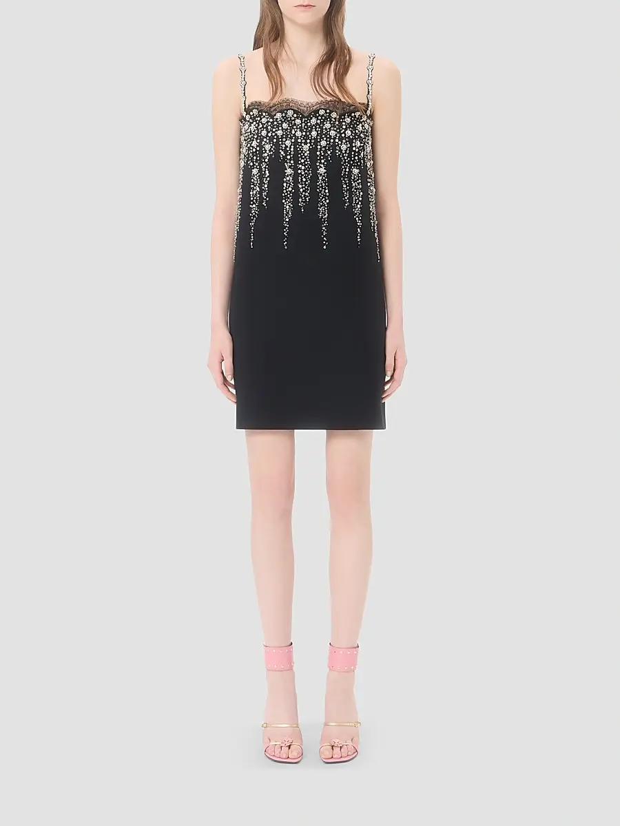 Valentino Women's Embroidered Crepe Couture Short Dress | Thumbnail 2 Valentino Women's Embroidered Crepe Couture Short Dress | Thumbnail 2