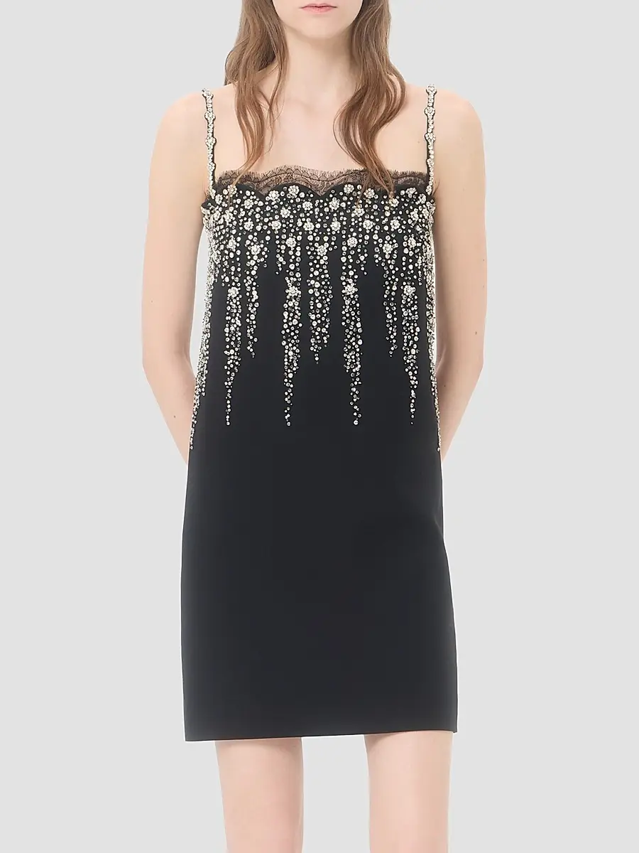 Valentino Women's Embroidered Crepe Couture Short Dress | Thumbnail 3 Valentino Women's Embroidered Crepe Couture Short Dress | Thumbnail 3