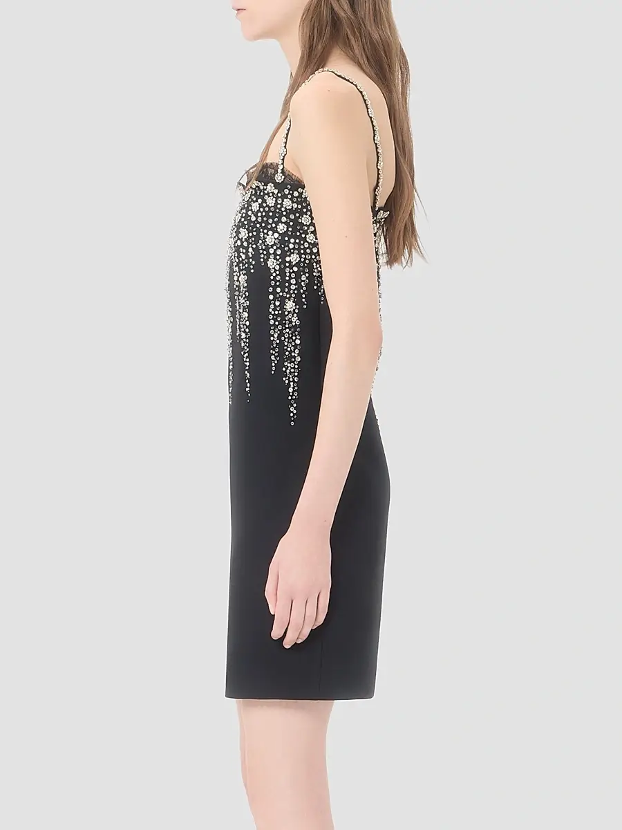 Valentino Women's Embroidered Crepe Couture Short Dress | Thumbnail 4 Valentino Women's Embroidered Crepe Couture Short Dress | Thumbnail 4