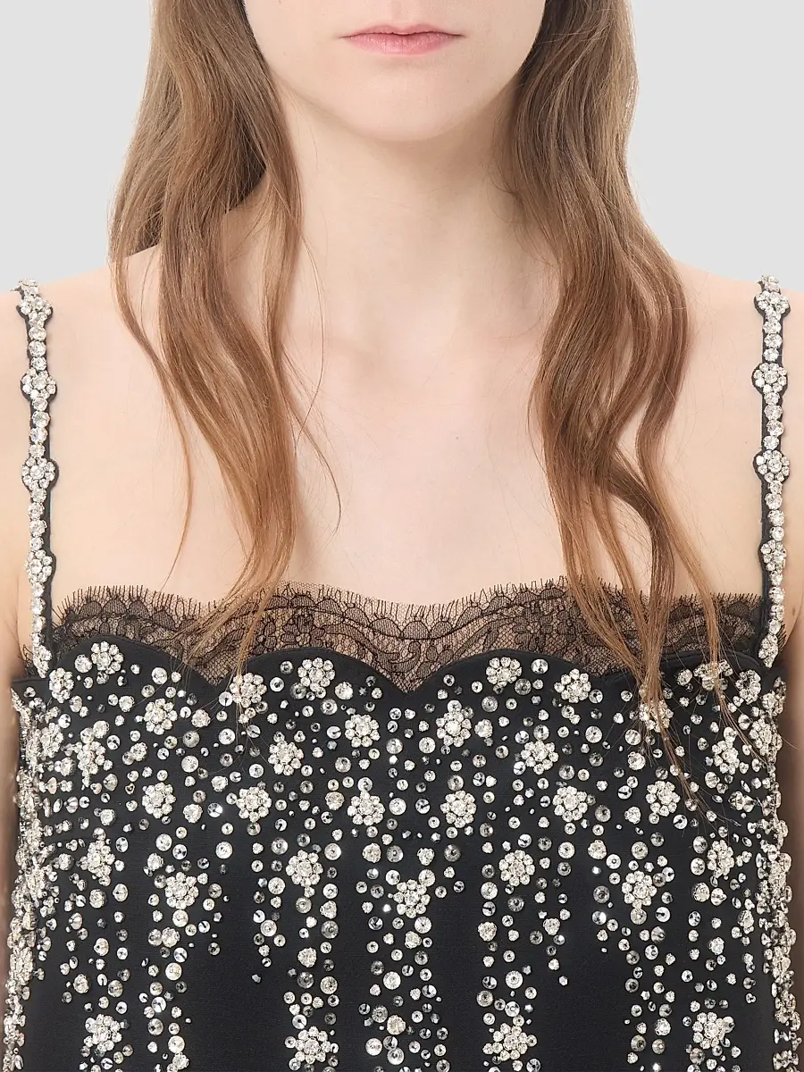 Valentino Women's Embroidered Crepe Couture Short Dress | Thumbnail 6 Valentino Women's Embroidered Crepe Couture Short Dress | Thumbnail 6
