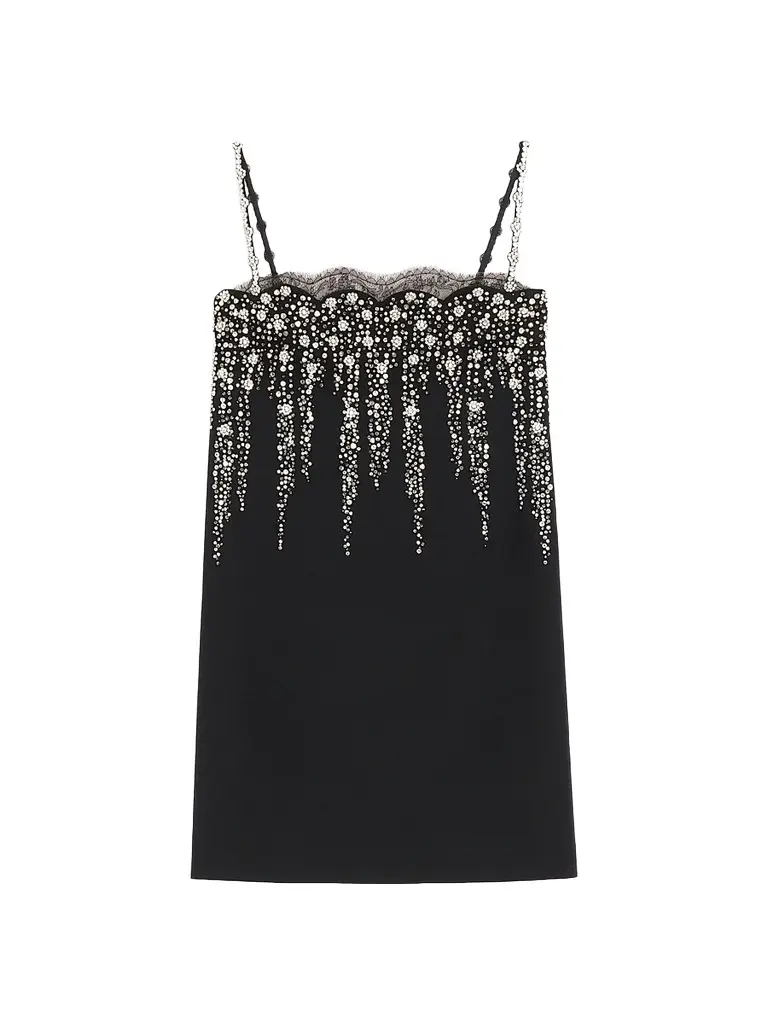 Valentino Garavani Women's Embroidered Crepe Couture Short Dress - Black | Image 1 Valentino Garavani Women's Embroidered Crepe Couture Short Dress - Black | Image 1