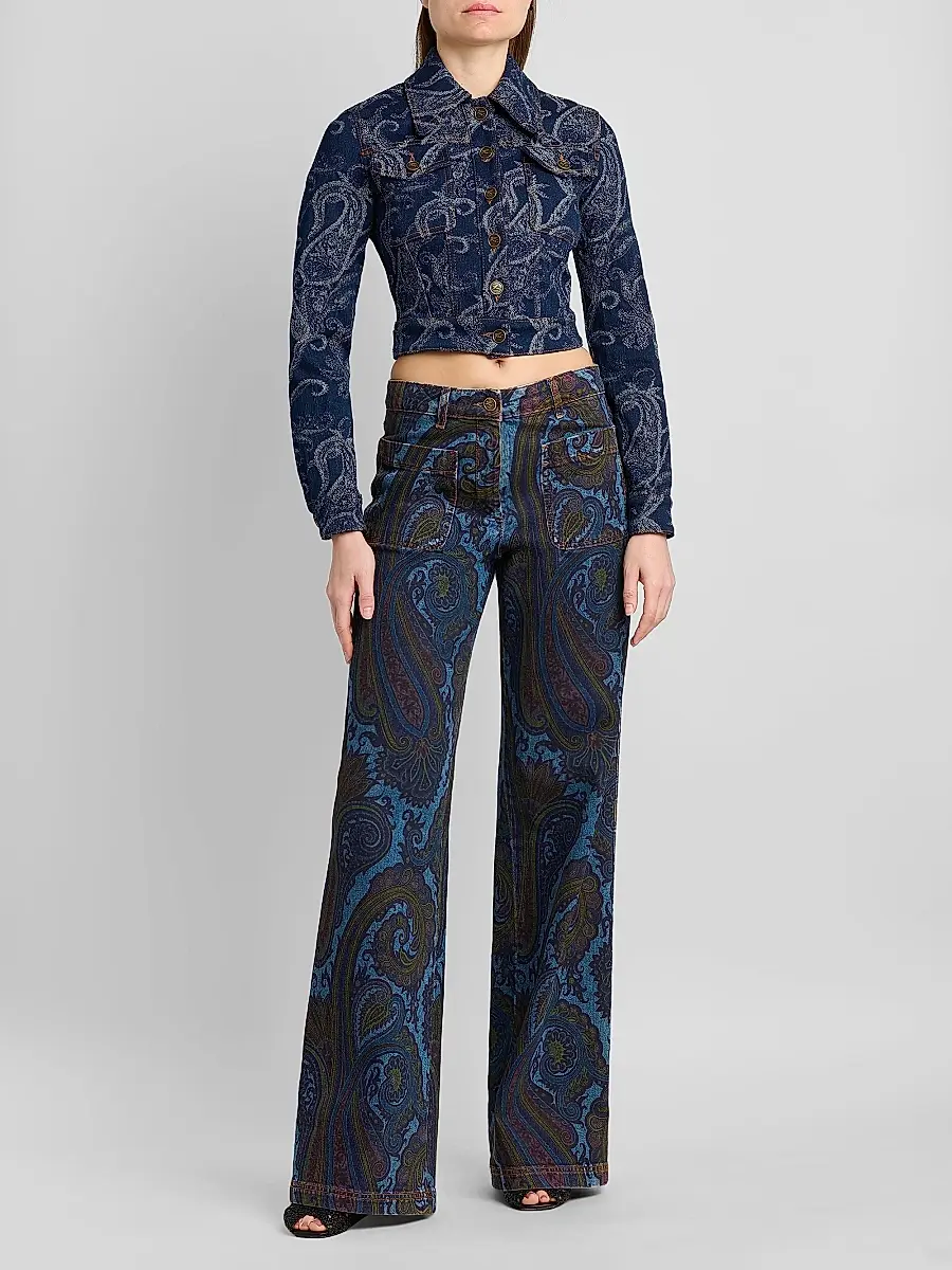 Etro Women's Paisley Cotton-Blend Flared Jeans | Thumbnail 2 Etro Women's Paisley Cotton-Blend Flared Jeans | Thumbnail 2