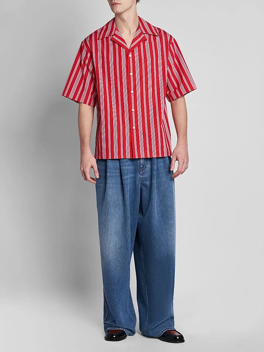 Marni Men's Striped Cotton-Blend Camp Shirt | Thumbnail 2 Marni Men's Striped Cotton-Blend Camp Shirt | Thumbnail 2