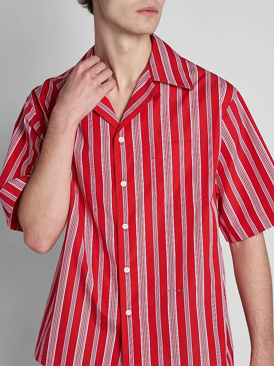 Marni Men's Striped Cotton-Blend Camp Shirt | Thumbnail 5 Marni Men's Striped Cotton-Blend Camp Shirt | Thumbnail 5