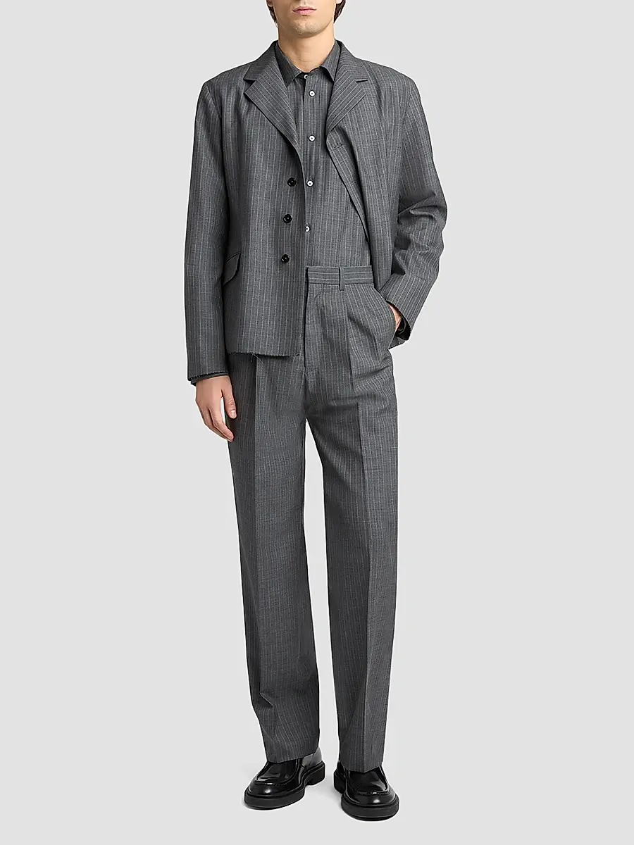 Jil Sander Men's Pinstripe Check Wool Jacket | Thumbnail 2 Jil Sander Men's Pinstripe Check Wool Jacket | Thumbnail 2