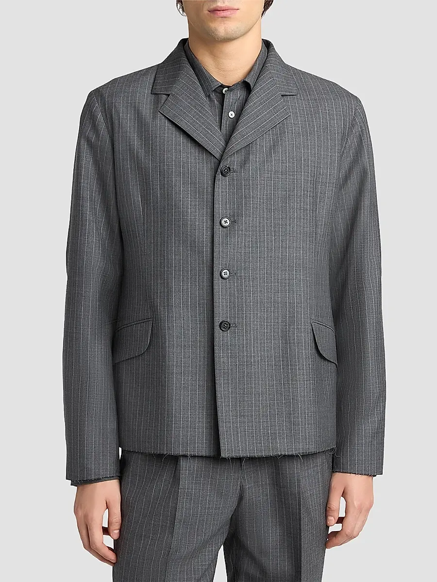 Jil Sander Men's Pinstripe Check Wool Jacket | Thumbnail 4 Jil Sander Men's Pinstripe Check Wool Jacket | Thumbnail 4