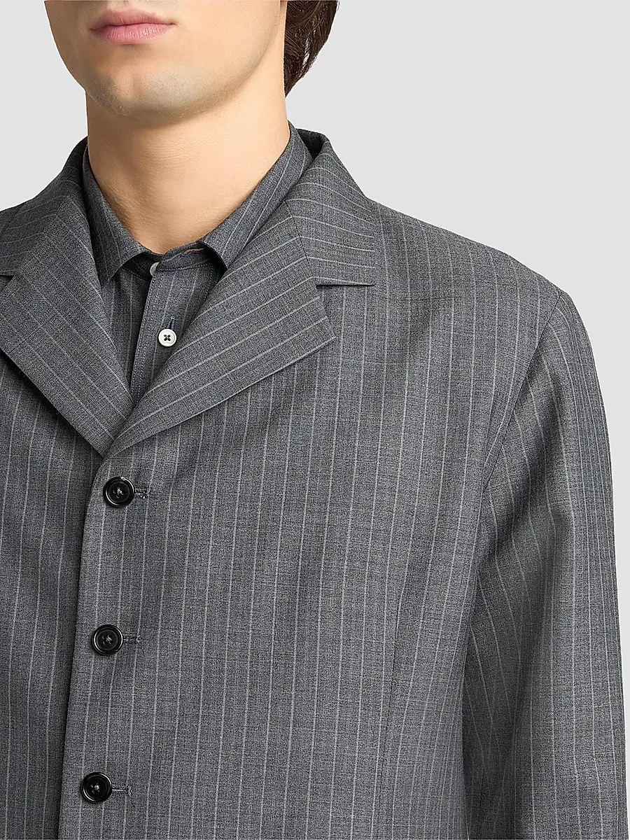 Jil Sander Men's Pinstripe Check Wool Jacket | Thumbnail 5 Jil Sander Men's Pinstripe Check Wool Jacket | Thumbnail 5