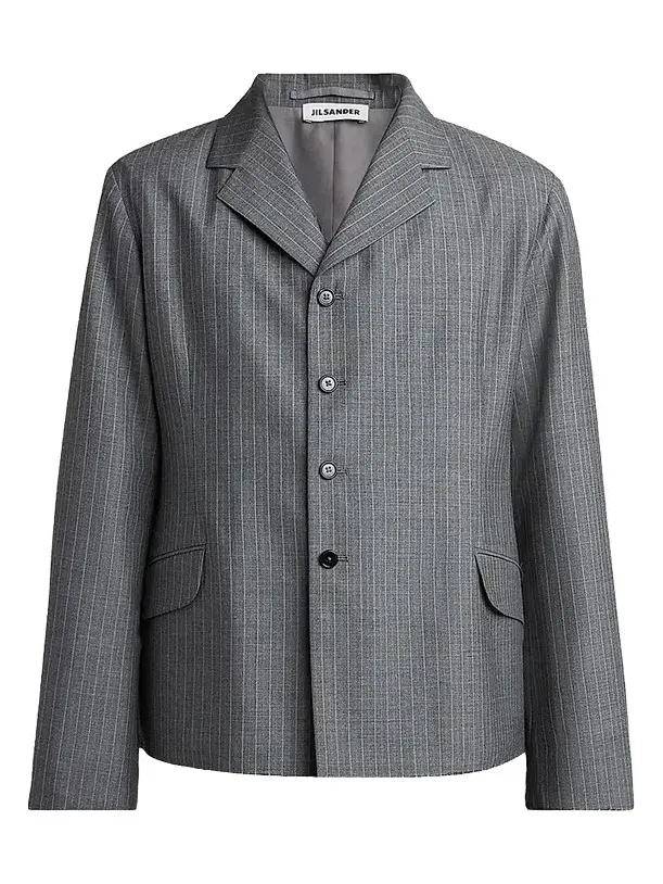 Men's Pinstripe Check Wool Jacket