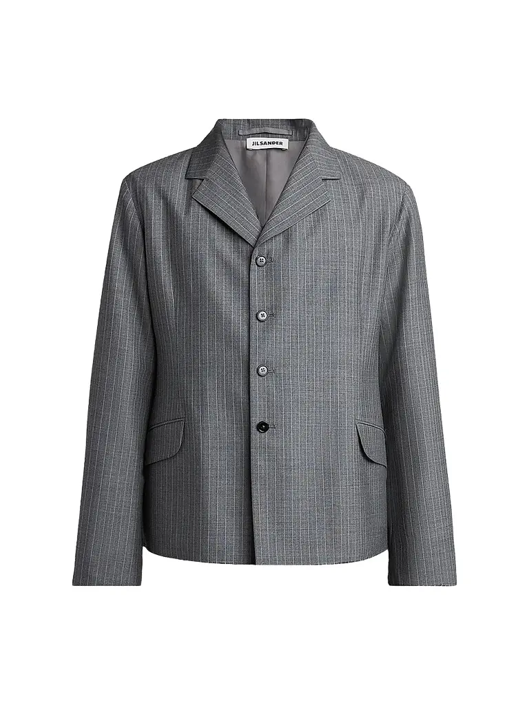 Jil Sander Men's Pinstripe Check Wool Jacket - Koala | Image 1 Jil Sander Men's Pinstripe Check Wool Jacket - Koala | Image 1