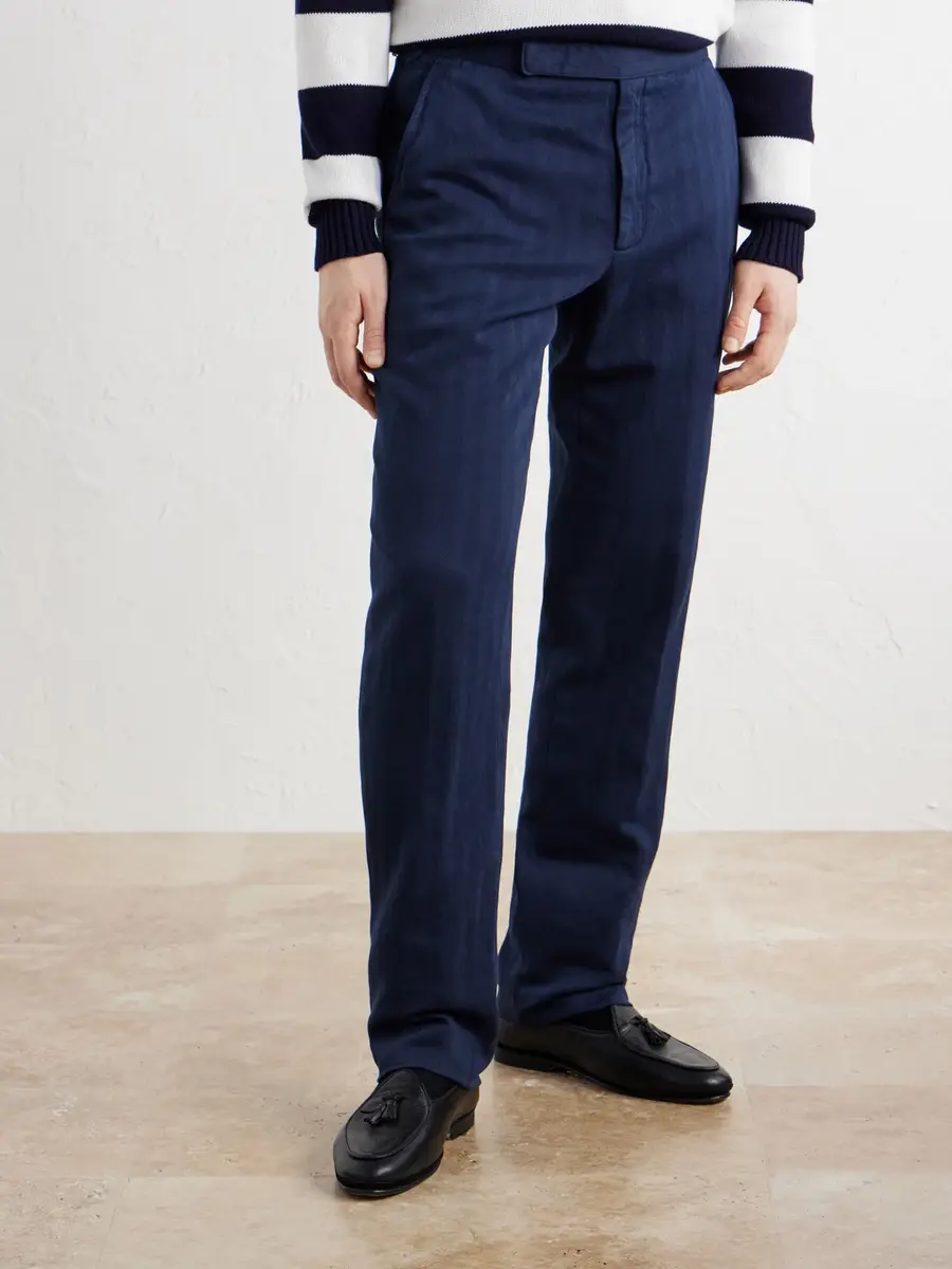 Ralph Lauren Purple Label Gregory Straight-Leg Herringbone Cotton and Linen-Blend Trousers - Men | Thumbnail 3 Ralph Lauren Purple Label Gregory Straight-Leg Herringbone Cotton and Linen-Blend Trousers - Men | Thumbnail 3