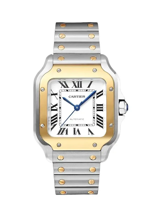 Santos de Medium Automatic 35.1mm Interchangeable 18-Karat Gold, Stainless Steel and Leather Watch, Ref. No. W2SA0016 - Men Santos de Medium Automatic 35.1mm Interchangeable 18-Karat Gold, Stainless Steel and Leather Watch, Ref. No. W2SA0016 - Men