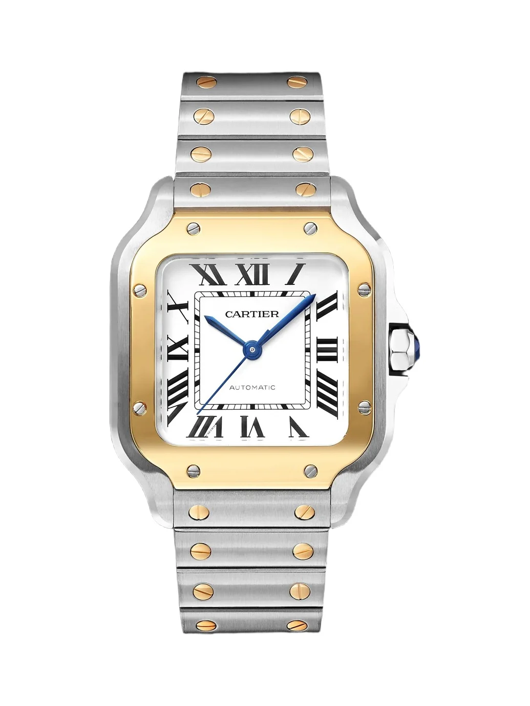 Santos de Medium Automatic 35.1mm Interchangeable 18-Karat Gold, Stainless Steel and Leather Watch, Ref. No. W2SA0016 - Men Santos de Medium Automatic 35.1mm Interchangeable 18-Karat Gold, Stainless Steel and Leather Watch, Ref. No. W2SA0016 - Men