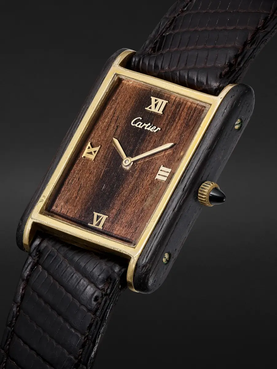 Stephanie Windsor Cartier Vintage 1970s Must de Cartier Tank Palissandre de Rio Hand-Wound 25mm Stainless Steel and Rosewood Watch, ref. 21611 (Fits up to 7.5'' wrist) - Men | Thumbnail 2